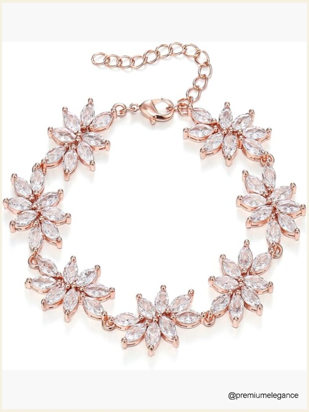 Cubic Zirconia Marquise Cluster Link Bracelet Wedding Bridal Prom